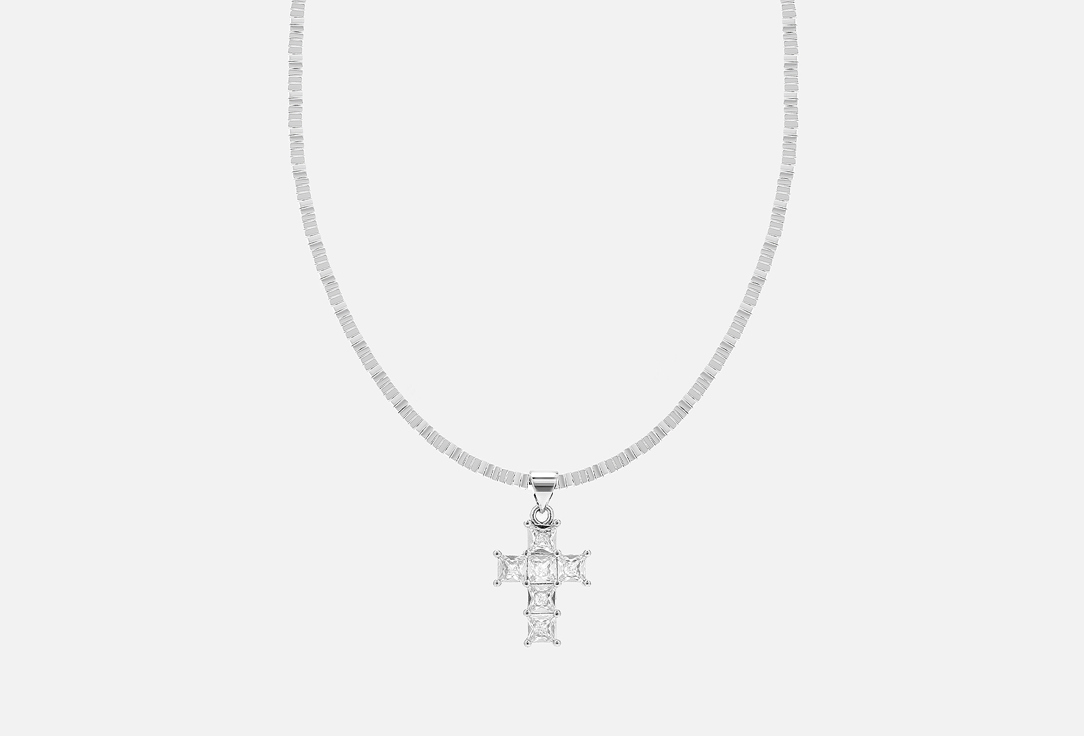С крестиком из кристалла серебристый 1 шт